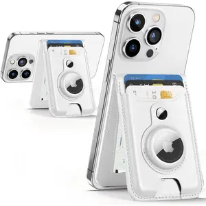 for Magsafe Wallet with Airtag Holder,  Wallet for  16/15/14/13/12 Series, 6 Cards Holder, ID Window, Adjustable Stand, Vegan Leather, RFID Blocking, 3 Slots, White