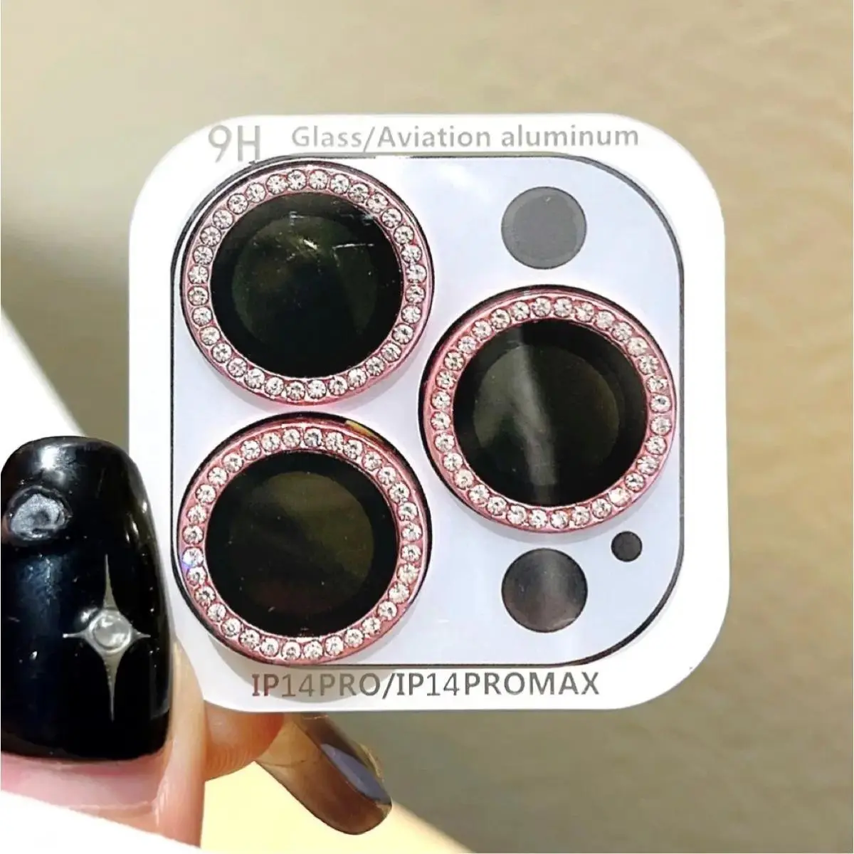 Bling Dazzling Tempered Glass Camera Lens Screen Protector with Crystal Diamond Decoration & Metal Ring Flash for iPhone 11-17+ Series, Waterproof Anti-Drop Bump Protection, Transparent Mobile Phone Accessories, Ip11-Ip17+
