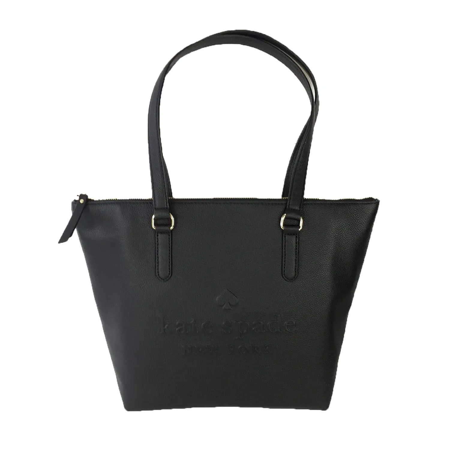 Kate Spade Women's Embossed Leather Top Handle Tote Bag - Larchmont Avenue Collection, Penny Style, Casual, High-Capacity, Logo Detail, Black Spade Emblem
