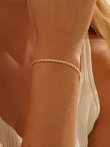 Women's Stainless Steel Twisted Chain Bracelet, Minimalist Chain Bangles, Minimalist Fashion Accessory for Daily Wear, Stylish Ladies' Jewelry Gift