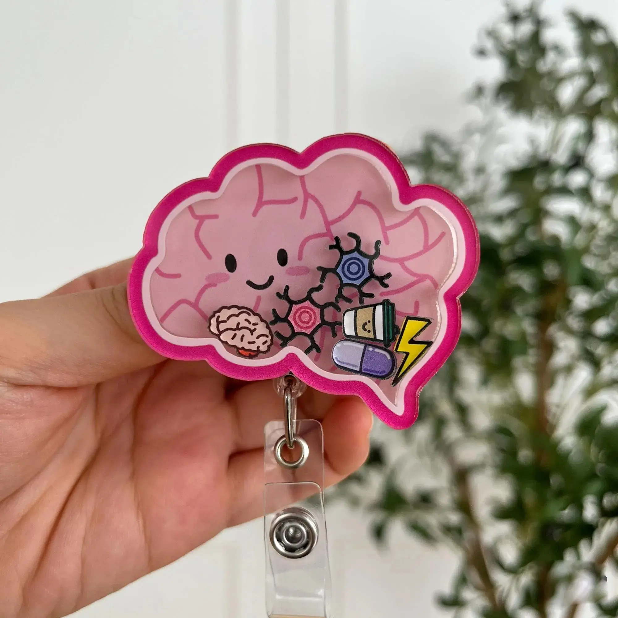 Brain Shaker Badge Reel, Neuro Nurse ID Clip, Funny Neurology Badge Holder, Medical Gift for Healthcare Workers