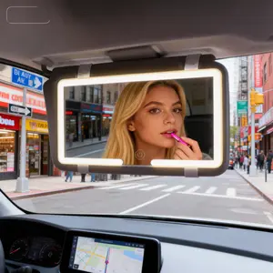 2PCS Car Visor LED Vanity Mirror, Rechargeable Touch Dimmable Makeup Mirror with 3 Color Lighting Modes, Large Detachable Sun Visor Mirror for Truck SUV Car Accessories (White)