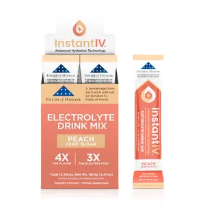 Instant IV - Electrolytes Powder - Sugar Free Electrolyte - Peach - Pack of 12 - Healthcare Drink - Vitamins Dietary Fitness Supplement Edible Supplement Edible