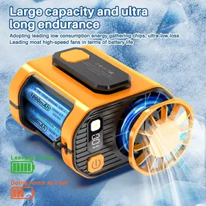 Portable Waist Clip Fan - 5000mAh 26H Runtime, Three Speeds, Max 59ft/s, 18500RPM, LED SOS & Warning Lights, Power Bank, Hands-Free Cooling for Outdoor, Jobsite, Camping, Heatstroke Prevention