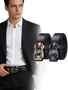 Men's Watch Design Belt, Automatic Buckle Crocodile Pattern Waistband, Elite Workplace Fashion Accessory, Stylish Men's Leather Strap
