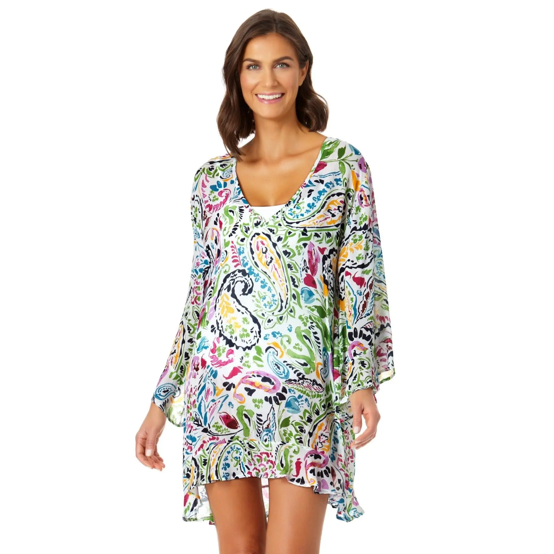 Anne Cole - Flounce V Neck Tunic Cover Up