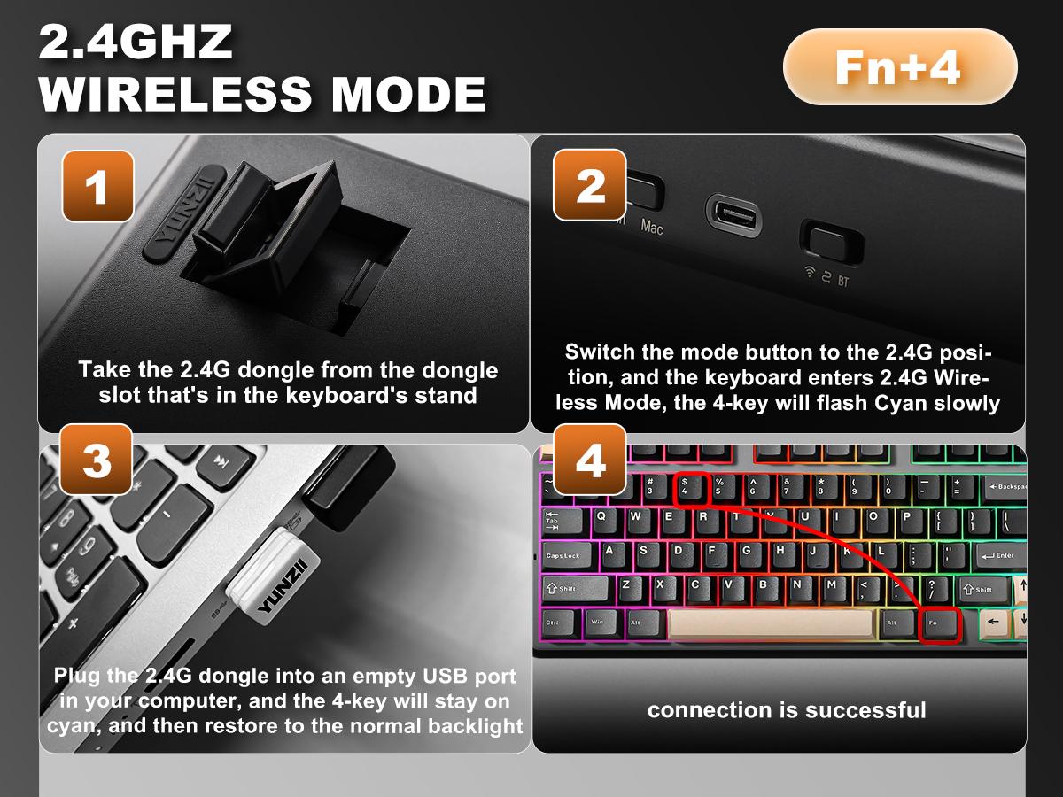 YUNZII B98 PRO Wireless Mechanical Keyboard, QMK/VIA Gaming 96% Layout with Numpad and Cute Cat Knob, BT/2.4G/USB-C, Pre-Lubed Switch Hot Swap Gasket, RGB for Win/Mac