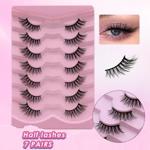 7 Pairs Half Eye Fox False Eyelashes, Natural Crossed Curl, Plush Comfortable, Fluffy Eyelash Clusters, Perfect for Role Playing, Fake Lashes for Dramatic Look