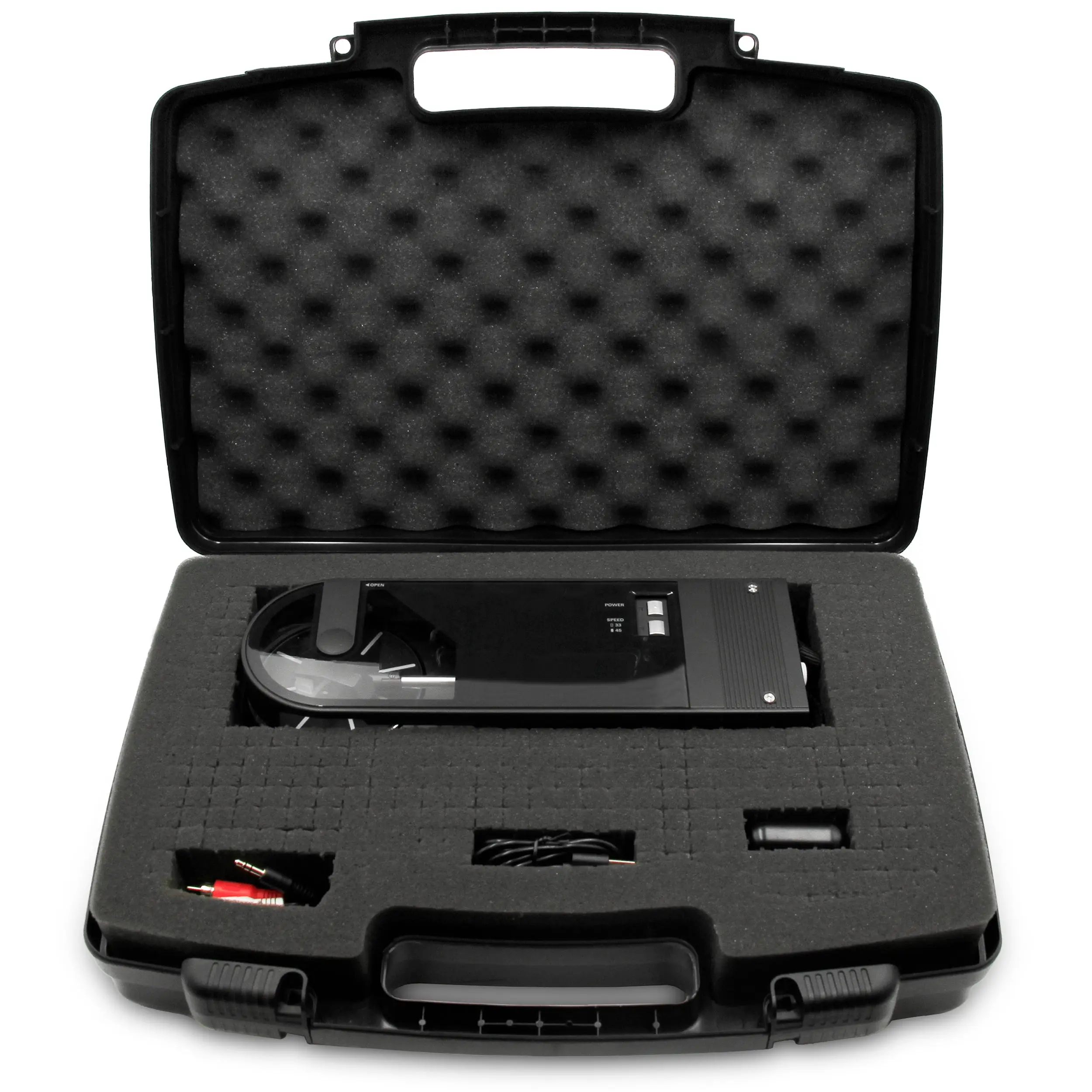 CASEMATIX Travel Case Compatible with Audio-Technica AT-SB727 Portable Turntable Sound Burger Vinyl Record Player - Includes Customizable Foam Carrying Case Only with Carry Handle