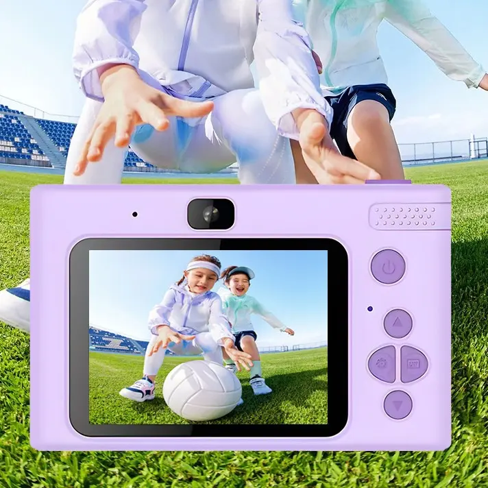 Portable Lightweight Compact Mini CCD Point & Shoot Digital Camera - Purple, HD Quality Dual Camera, Built-In Video Recording, Button Control, Student Gift for Holidays & Birthdays, Retro Colors
