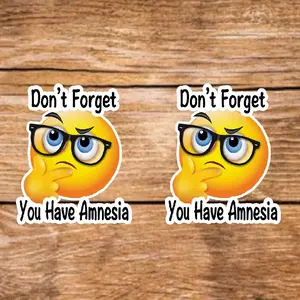 Amnesia Stickers - 2 Pack, 3.5in, Waterproof, Glossy Finish Vinyl, Unique Design for Decor & Personalization - Perfect for DIY Projects & Gifts