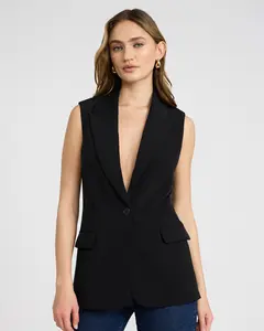Express Luxe Stretch Long Blazer Vest