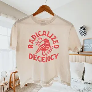 Vintage Radicalized By Basic Decency Shirt 2026 | Retro Sarcastic Graphic Crop Top for Women