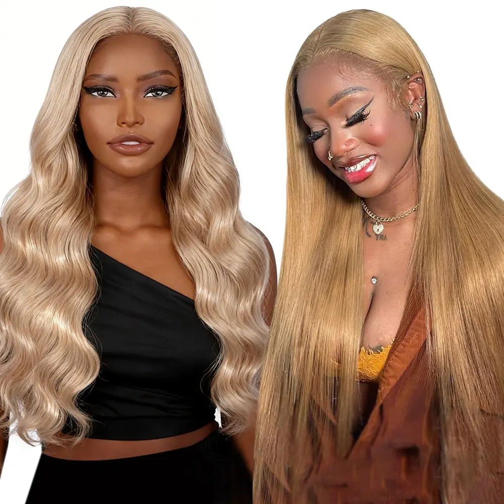 [Blend] Buy 1 Get 1 Free Blended Human Hair Lace Front Wig | 180% Density – While Supplies Last, #27 Straight Hair & #27 Body Wave #SummerVibes