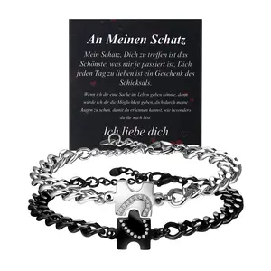 OIDEA Heart Puzzle Couple Bracelets - Stainless Steel Bangle Bracelet Jewelry for Wife Husband