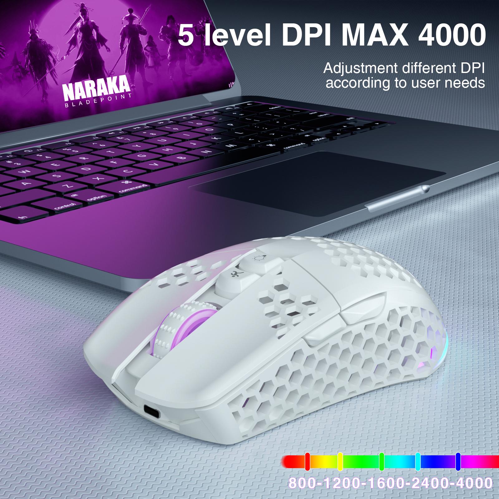 SOLAKAKA SM600 White Wireless Gaming Mouse Tri Modes BT5 1 Type C Wired 2 4G Wireless Mouse with 2 Side Buttons Programmable Macro Gamer Mouse RGB Light for Laptop PC Mac