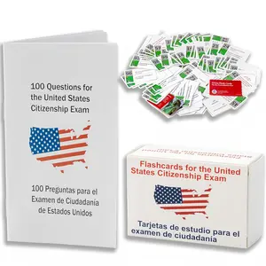 US Citizenship Flash Cards 2026 with Bilingual Booklet -English/Spanish, with 100 US Civics Questions & Answers, Naturalization Study Guide, Bilingual Test Flash Cards Combo Set (White, 100 Cards)