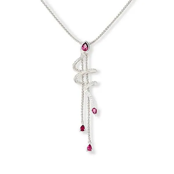 Colleen Lopez 18" Rubelite and White Zircon Lariat Necklace