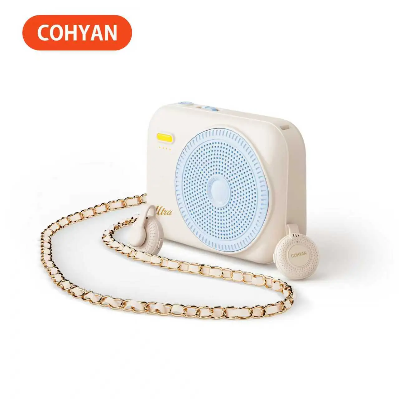 COHYAN-K30 Voice Amplifier,Dual Wireless Lavalier Mic High-Definition Sensitive Pickup, 4500Mah Battery Long Standby, Speaker Large Volume No Noise, No lag , No static, TF Card , Suitable for Teachers/Meeting/Tour Guide/Teaching/Yoga-Pink Blue  Audio