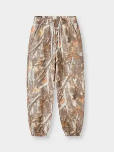 Men's & Women's Camo Leopard Print Fleece Sweatpants, Loose-Fit Casual Pants, Fall Winter Thick Knit Joggers, Baggy Jogging Pants, Elastic Waist