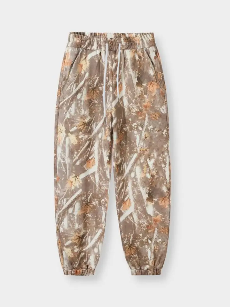 Men's & Women's Camo Leopard Print Fleece Sweatpants, Loose-Fit Casual Pants, Fall Winter Thick Knit Joggers, Baggy Jogging Pants, Elastic Waist