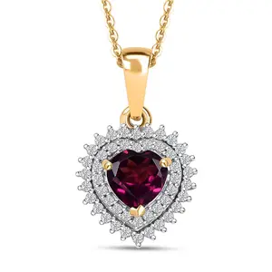 Shop LC AAA Radiant Ember Garnet and Moissanite 1.10 ctw Pendant Necklace in 18K Vermeil Yellow Gold Over Sterling Silver 20 Inches
