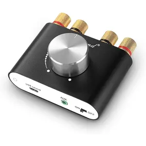 Nobsound Mini  5.0 Power Amplifier, Stereo Hi-Fi Digital Amp 2.0  50Wx2 with AUX/USB/ Input,   Receiver, PC Sound Card with Power  (Black)