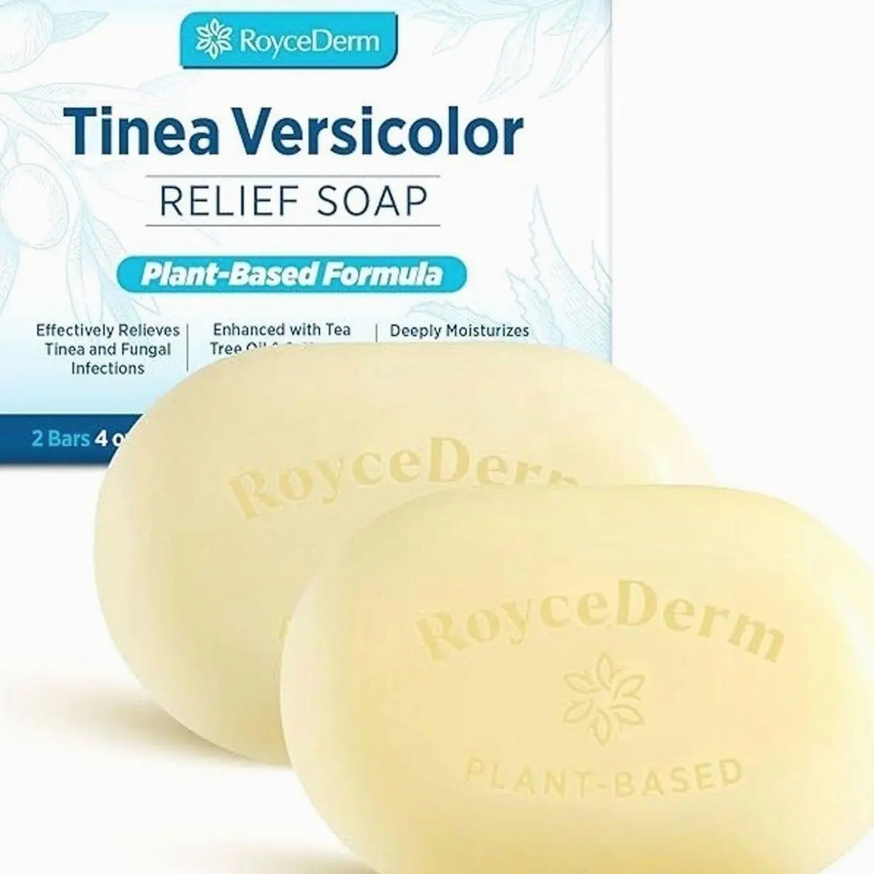 Roycederm Tinea Versicolor Relief Soap: Tea Tree Oil & Sulfur Cleansing Bar, Soothes Irritation, Hydrates & Supports Skin Health