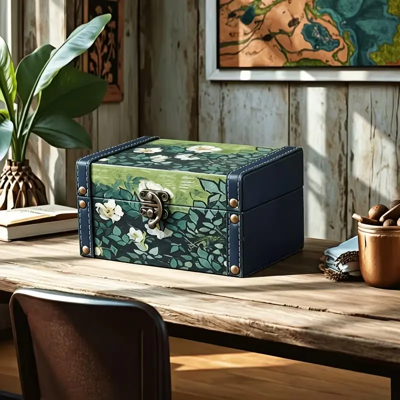 Vintage Handmade Distressed Wooden Treasure Chest - Home Decor Storage Box for Jewelry Souvenirs, Ideal Christmas Gift for Men & Women (Note: Product is vintage handmade)