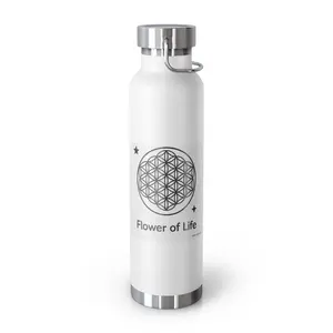 Flower of Life Copper Insulated Water Bottle, 22oz, Eco-Friendly Hydration, Yoga Gifts, Wellness Bottle, Meditation Accessories