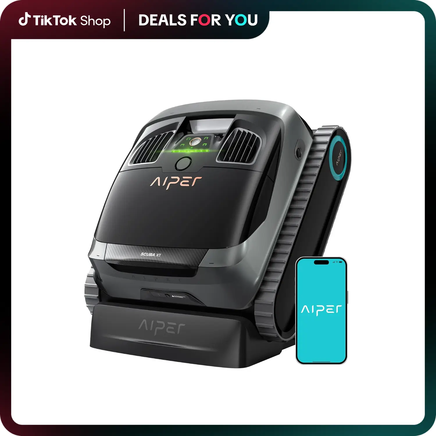 AIPER Scuba X1 Cordless Robotic Pool Cleaner, 6600 GPH High-Power Suction, Horizontal Waterline Scrubbing, Upgraded Cross Pattern Smart Navigation, Id