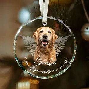 Personalized Pet Memorial Glass, Ceramic, Acrylic Ornament: Dog Cat Remembrance Keepsake