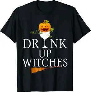 Drink Up Witches Wine Party Halloween Drinking Funny Sayings T-Shirt - Joelalbe Shop 51B09G1WGNKQ