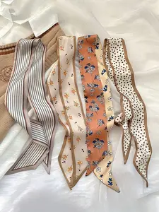 4pcs/Set Women's French Style Vintage Floral Striped Printed Scarf Hairband Neck Scarf, For Casual, Elegant, Daily, And Dating Occasions, A Multi-Purpose Gift For Dress-Up Gym Valentine's Day Valentines Headband Turban Headband Sweatband, Hairwraps