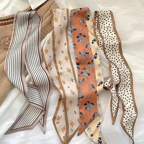 4pcs/Set Women's Vintage Floral Striped Printed Scarf Hairband Neck Scarf, Casual Soft Scarf, For Casual, Daily, Dating Occasions, Multi-Purpose Gift For Dress-Up Gym Valentine's Day Headband Sweatband, Hairwraps, Versatile Headscarf, Fashion Hair Scarves