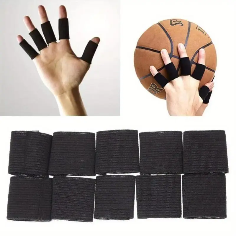 10Pcs Stretchy Finger Protector Sleeve Support Arthritis Sport Aid Straight Wrap Basketball Stretchy Bands Finger Protection Thumb Protector