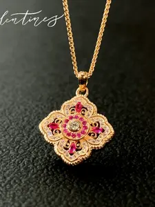 Silver Color Ruby Necklace, French Vintage Square Diamond Full Drill, Luxurious Elegant Versatile High-End Gift for Girlfriend