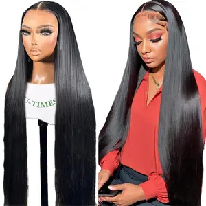 Bling Hair 13x6 Lace Frontal Wigs Real Hair Transparent Straight 13x4 Lace Frontal 180% Density Natural Color For Women