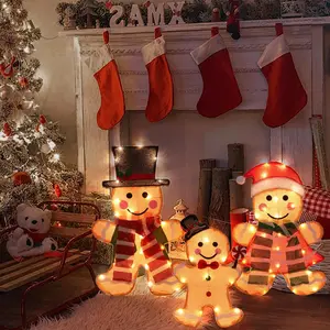 Light Up Gingerbread Man Family Outdoor Christmas Decorations, Multicolor, Warm White, 7" x 42.5" x 25.5" Christmas, Lighted Figures, Outdoor Display, Perfect for Holiday Celebrations