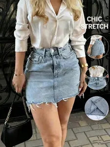 Women's Y2K Vintage Style Mini Denim Skirt, High Waist Heart Shaped Slimming Fit Dress, Summer Casual, Ladies Fashion Clothing