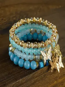 Boho Style Handmade Beaded Butterfly Bracelet Set for Women, 4 Piece Fashion Jewelry Elegant Jewelry Bracelet for Vacation Casual Party Daily Wear Beaded Bracelets