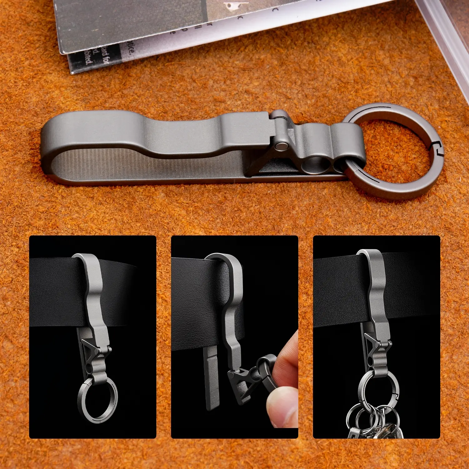 Titanium Alloy Belt Buckle, Side Open Key Ring, High Quality Edc, Christmas Gift, Men's Keychain, Durable & Stylish Accessory