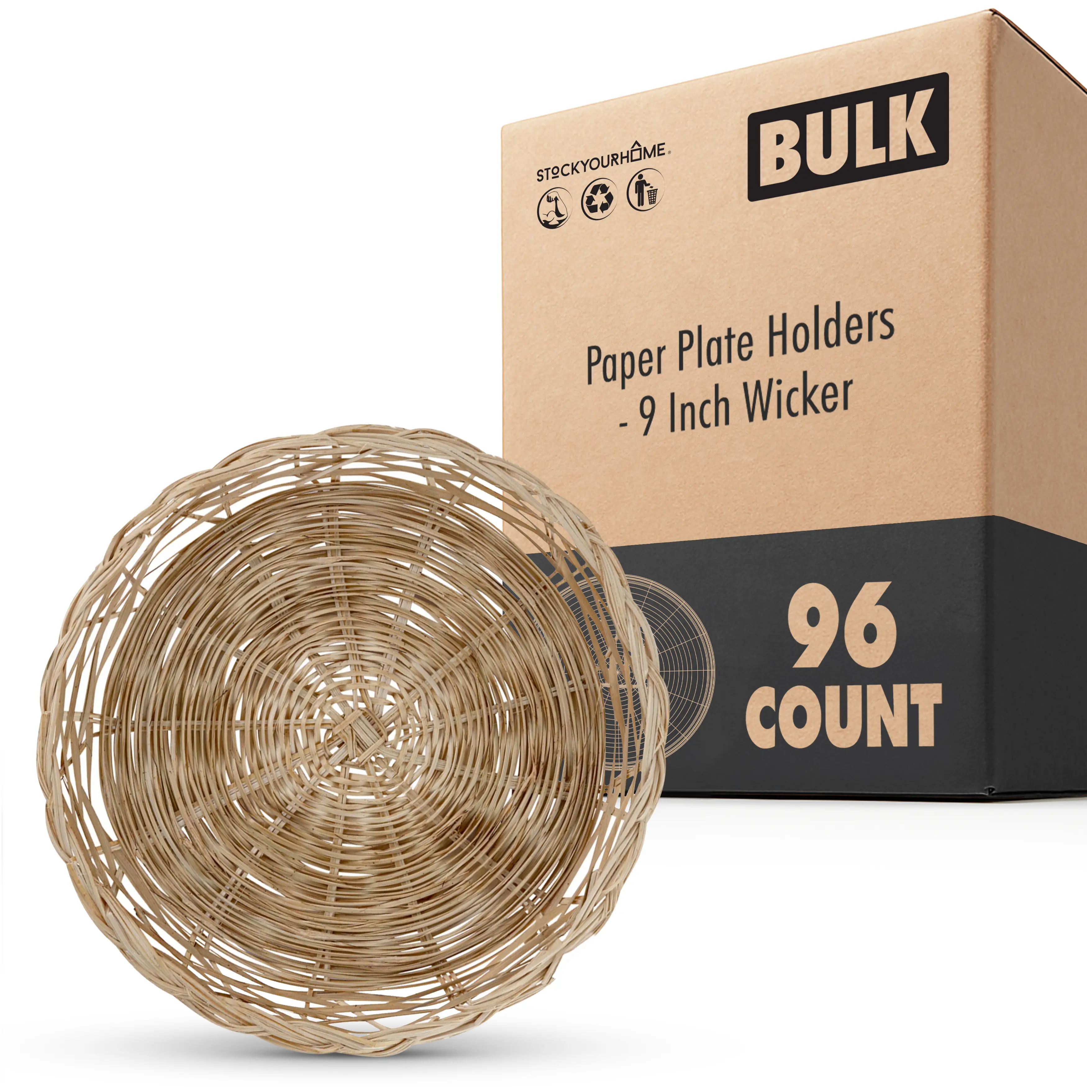 Paper Plate Holders - 9 Inch Wicker (96 Pack) Paper Plate Holders - 9 Inch Wicker (96 Pack)