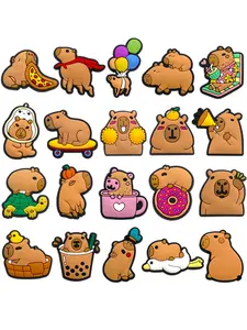 20pcs Capybara Shoe Charms For Bubble Slides Clogs Sandals,PVC Shoe Decorations Accessories Buckle For Christmas Birthday Gifts