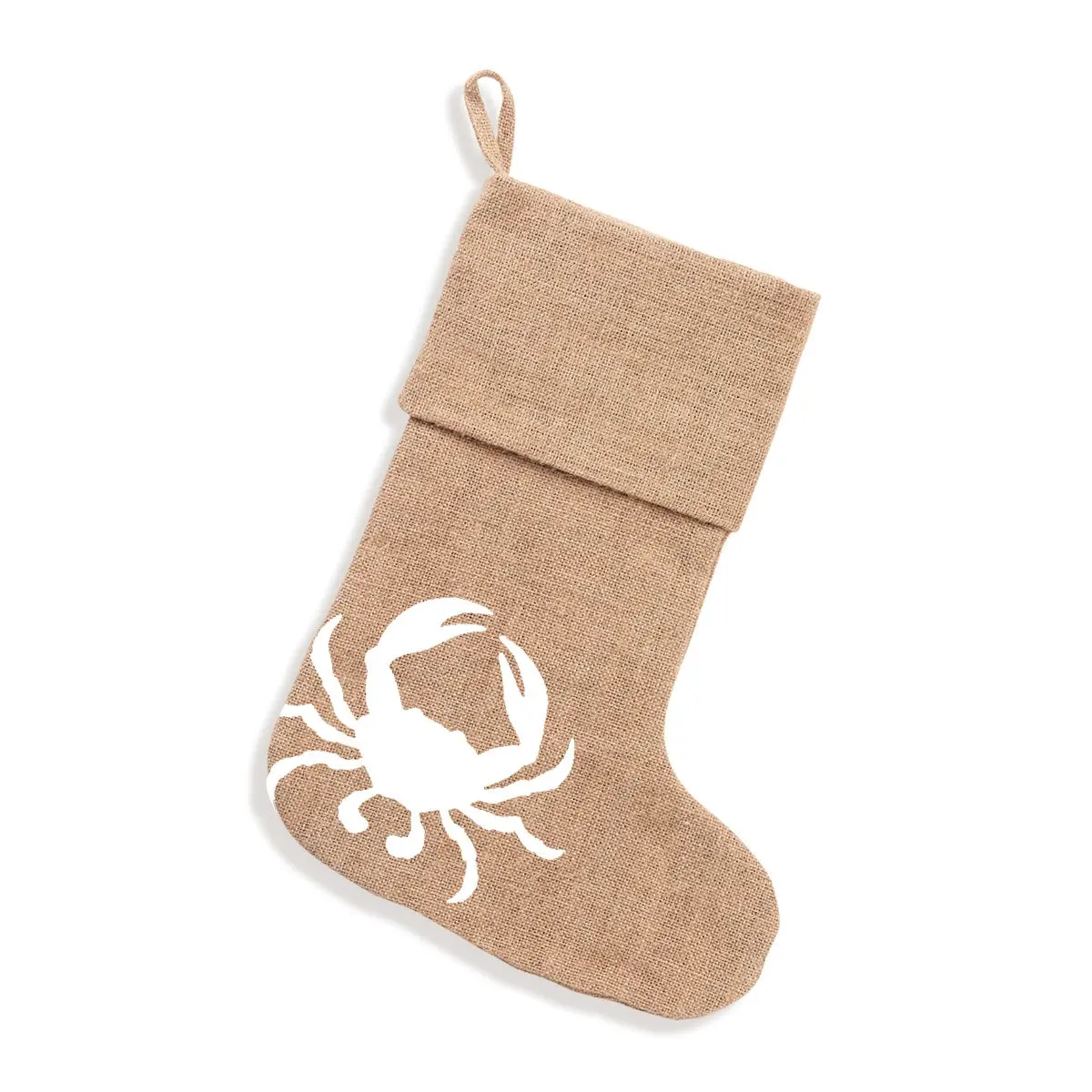 Coastal Crab Burlap Christmas Stocking Personalized Holiday Decor #M900VL-CRAB