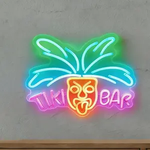 Tropical Pineapple Tikki Bar Acrylic Neon Light, Dimmable USB Powered Home Lighting, Perfect for Parties, Beer Festivals, Family Bars