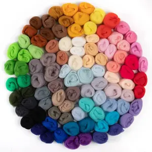 96pcs 10.4 oz Needle Felting Wool- 48 Colors Nature Wool Roving for Needle Felting Felted Wool for Beginners Hand Spinning Felting Supplies, 3g/Pack