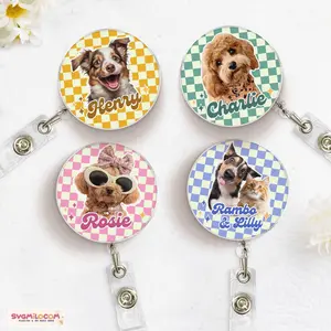 Personalized Pet Badge Reel Funny, Dog Portrait Badge Reel, Cat Retractable Badge Holder, Nurse Badge Reel with Pet Photo, Pet Lover Gifts