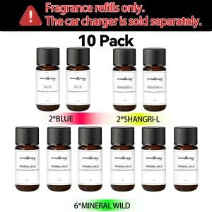 Refill Oils (3 Fragrances) – Compatible with Smart Retractable Car Charger & Air Freshener, Natural Long-Lasting Car Aroma Set