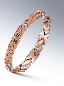 TikTok Viral Rose Gold XOXO Magnetic Bracelet! Shiny Crystal Inlay, Therapeutic Magnets, Pain Relief, Trendy Accessory for Daily Wear, High Quality Bracelet 🚀